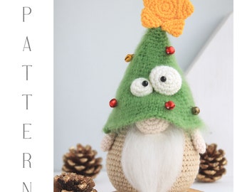 Crochet Christmas Funny tree gnome, Amigurumi Christmas tree