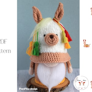 Crochet Mexican Alpaca gnome pattern, Amigurumi Alpaca, crochet gnome Alpaca image 1