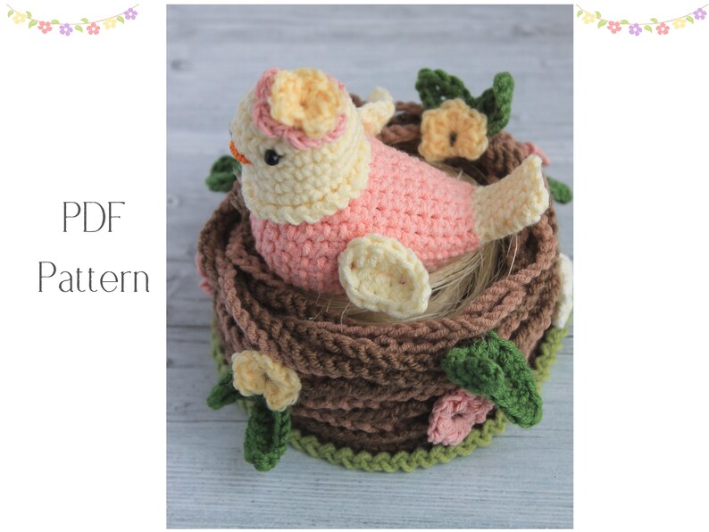 Crochet Spring Bird Nest Gnome Pattern Amigurumi Bird Nest Etsy