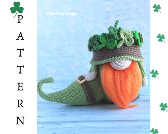 Crochet St Patrick's Shoe gnome pattern, Amigurumio St Patrick, crochet gnome shoe