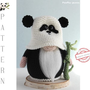 Crochet Panda gnome pattern, Amigurumi panda, crochet gnome Panda image 9