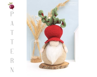 Crochet Beetroot Gnome pattern, Amigurumi Vegetable Beet gnome, amigurumi crochet pattern beetroot