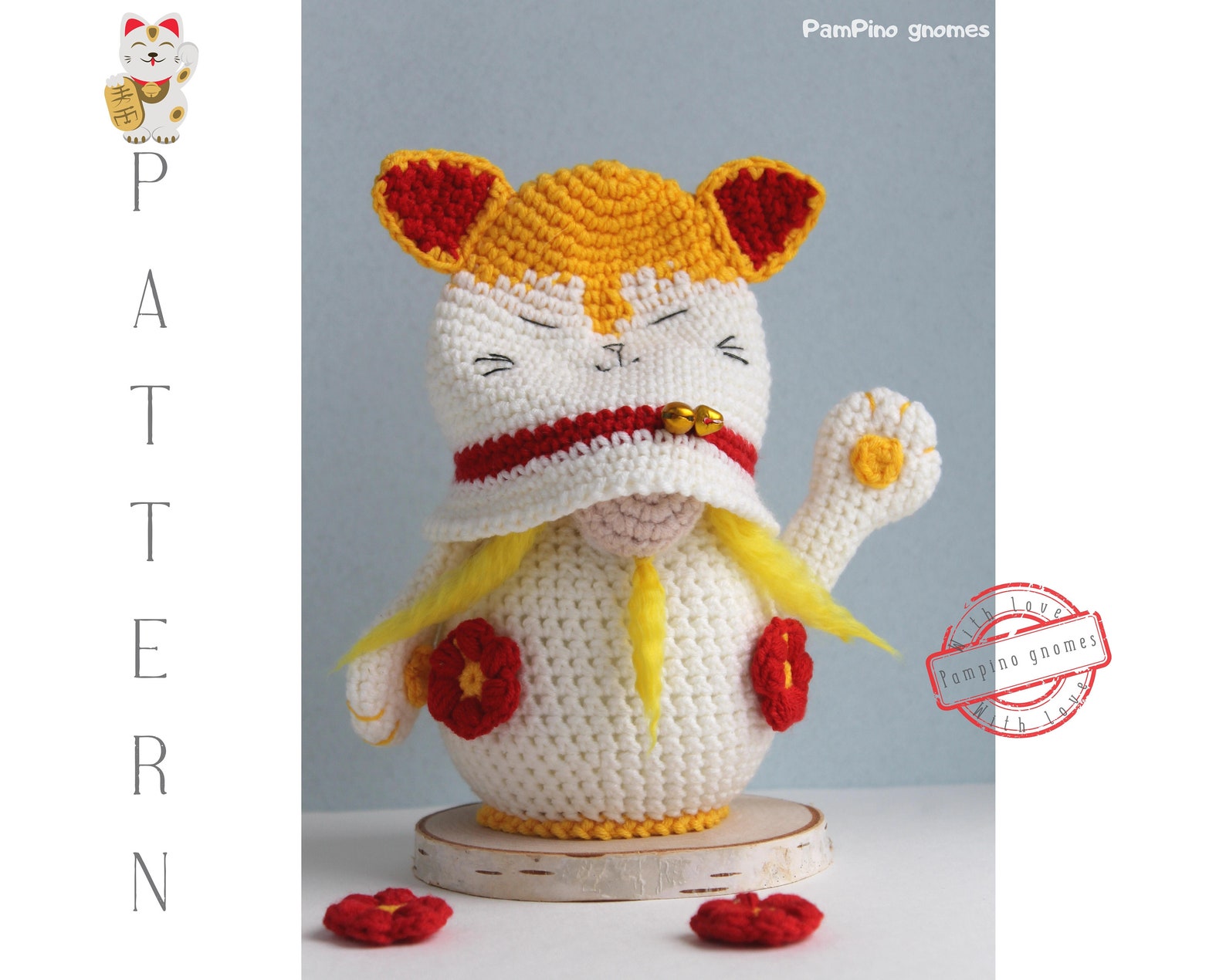 Crochet Cat Maneki Neko Gnome Pattern Amigurumi Lucky Cat Etsy