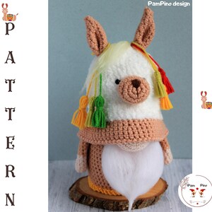 Crochet Mexican Alpaca gnome pattern, Amigurumi Alpaca, crochet gnome Alpaca image 9