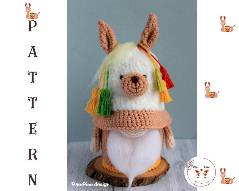 Crochet Mexican Alpaca gnome pattern, Amigurumi Alpaca, crochet gnome Alpaca image 8