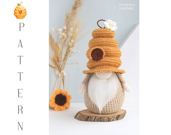 Beehive Gnome crochet pattern, Crochet Spring Beehive gnome, amigurumi pattern beehive