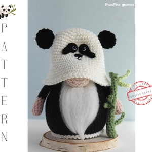 Crochet Panda gnome pattern, Amigurumi panda, crochet gnome Panda image 8