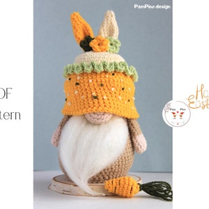 Crochet Bunny Cupcake gnome pattern, Amigurumi bunny, crochet gnome Bunny Cupcake