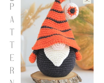 Halloween Eye Gnome Crochet Pattern, Halloween decor, Halloween amigurumi, crochet Gnome