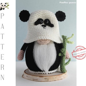 Crochet Panda gnome pattern, Amigurumi panda, crochet gnome Panda image 2