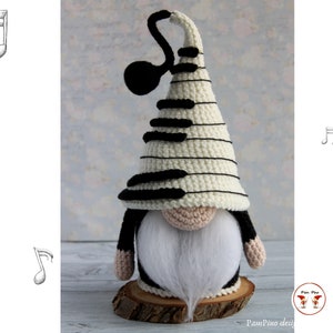 Crochet Piano gnome pattern, Amigurumi Piano, Crochet gnome music