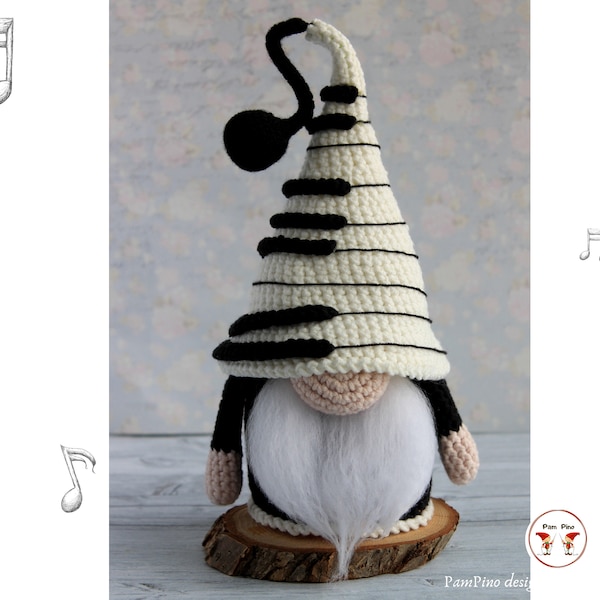 Crochet Piano gnome pattern, Amigurumi Piano, Crochet gnome music