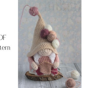 Knitter Gnome crochet pattern, Amigurumi knitter, crochet gnome