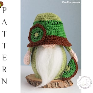 Crochet Kiwi gnome pattern, Amigurumi kiwi, crochet gnome fruit