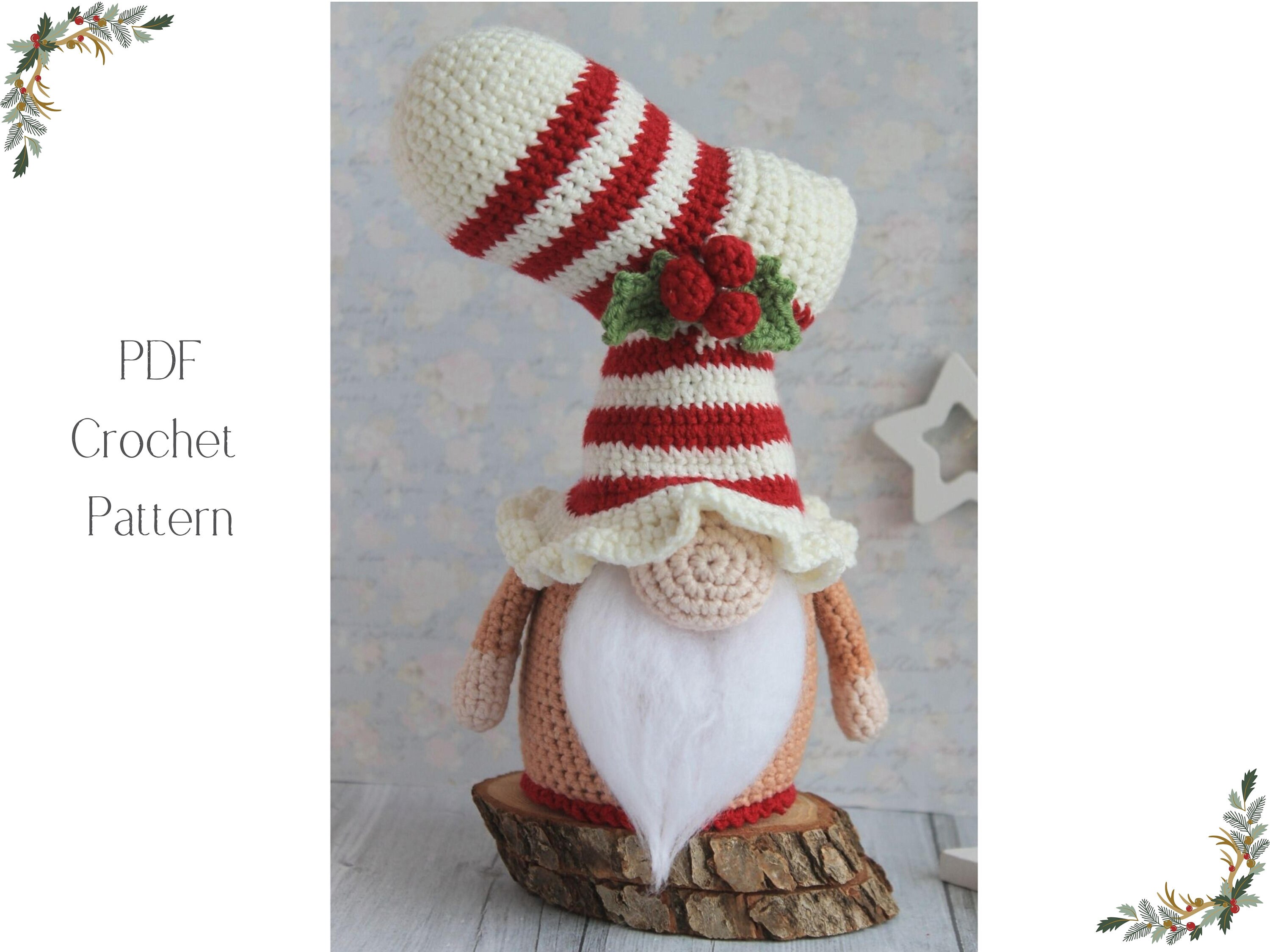 Crochet Christmas Sock Gnome Pattern Amigurumi Cute Sock Etsy