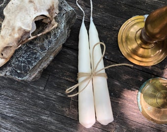 Pair of Soy Hand Dipped Taper Candles, White