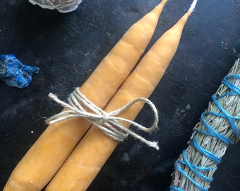 Pair of Soy Hand-dipped Taper Candles, Orange
