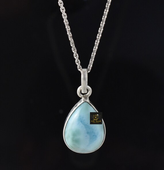 Collana In Argento 925 Con Ciondolo Raggio E Larimar Naturale - Gioiello Positivo