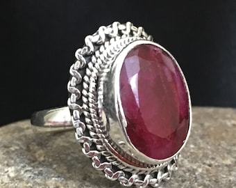 Handmade Sterling Silver Ruby Ring: July Birthstone, Women's Jewelry
