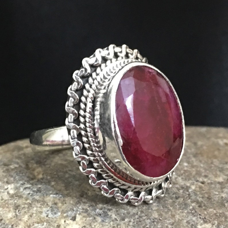 DISCOUNT SALE Natural Ruby Ring-July Birthstone Ring-Gemstone Ring-Vintage Ring-925 Sterling Silver Ring-Fine Ring-Wedding-Engagement Ring