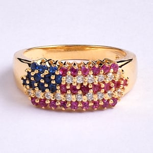 American Flag Statement Ring: Sterling Silver Patriotic Jewelry