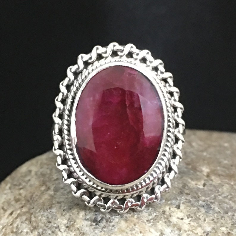 DISCOUNT SALE Natural Ruby Ring-July Birthstone Ring-Gemstone Ring-Vintage Ring-925 Sterling Silver Ring-Fine Ring-Wedding-Engagement Ring