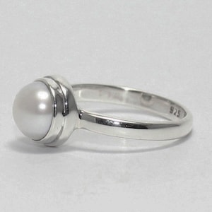 Anillo de perla de agua dulce, anillo de piedra natal, anillo de promesa, anillo de perla de plata 925, anillo de perla cultivada, anillo hecho a mano, regalo para ella, piedra natal de junio
