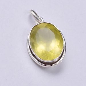 Citrine Lemon Quartz Gemstone Pendant-925 Sterling Silver Pendant-Oval Shaped Pendant Necklace-Women Pendant-Bridesmaid Pendant-Fine Jewelry