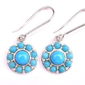 Natural Sleeping Beauty Turquoise Gemstone Vintage Earrings-925 Sterling Silver Handmade Dangle Drop Earrings-Silver Jewelry Earrings Gift