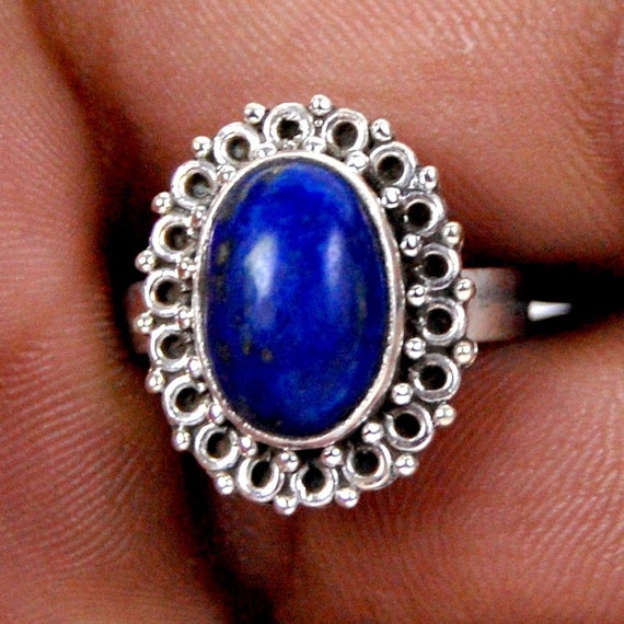 Genuine Lapis Lazuli Gemstone Ring-925 