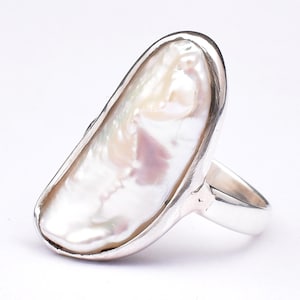 Handmade Sterling Silver Freshwater Pearl Ring: Ocean Jewelry