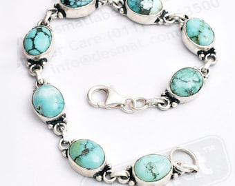 925 Solid Silver-Gemstone Onyx-Turquoise-Lapis Lazuli-Amethyst-Handmade Bracelet-Her Gift-Party Wear Jewelry-Wedding Bracelet-Halloween Gift