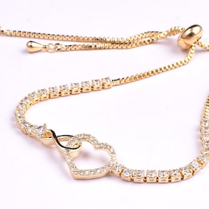 Gold Plated 925 Silver Heart Bracelet with Cubic Zirconia