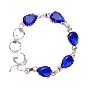 Pear Sapphire Armband: Handgefertigte 925 Sterling Silber Kette
