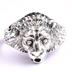Sterling Silver Lion Ring: Handmade Punk Biker Jewelry