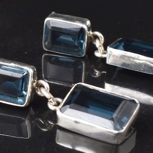 London Blue Topaz Handmade Earrings-925 Sterling Silver Minimalist Jewelry-Birthstone Jewelry-Dangle Earrings-Bridesmaid Jewelry-Ideal Gift