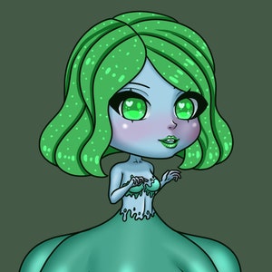 Chibi Octopus Digitale Kunst Mermay Telefoon Wallpaper