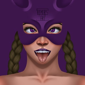 Dark Purple Bunny Digital Phone Wallpaper
