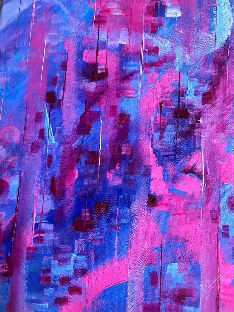 Oil Abstract Painting / Original Colourful Art / Purple Pink Etsy