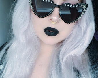 Black Heart shaped studded sunglasses, alternative sunglasses, pimped sunglasses, heart sunglasses, goth sunglasses, alternative eyewear