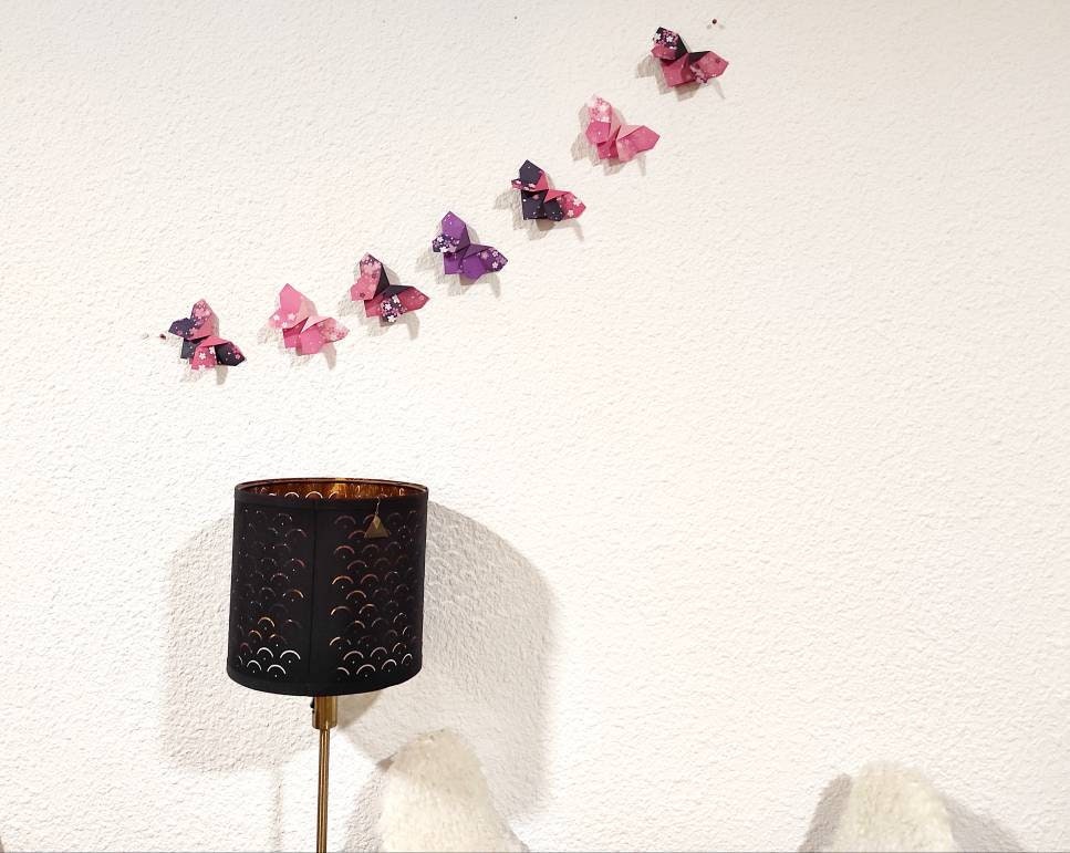 Guirlande de Papillons Roses en Origami avec Perles. Décoration Maison, Enfant Mariage. Peut S'accro