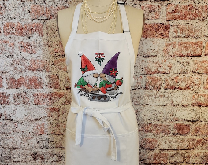 Personalized - Custom - Christmas Gnome Couple - Adult Apron- Baking- Crafts - Gifts -Custom- Chef