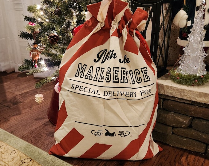 Jumbo Personalized Santa Sack, Embroidered Christmas Gift Bag