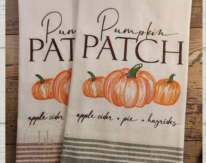 Personalized - Custom Towels -  Pumpkin Patch - Embroidered - Fall - Halloween