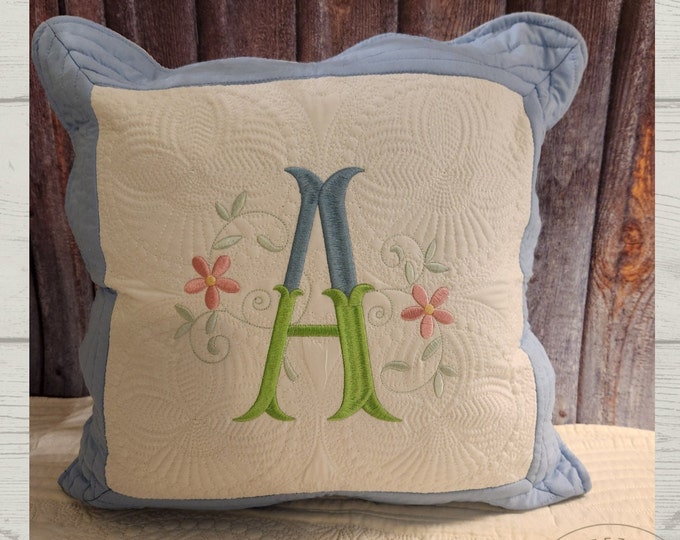 Personalized, Biltmore Single Monogram quilted baby pillow sham