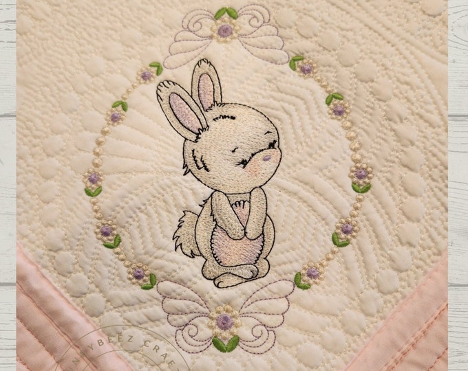 Personalized Baby Quilt: Embroidered Cotton Heirloom Blanket