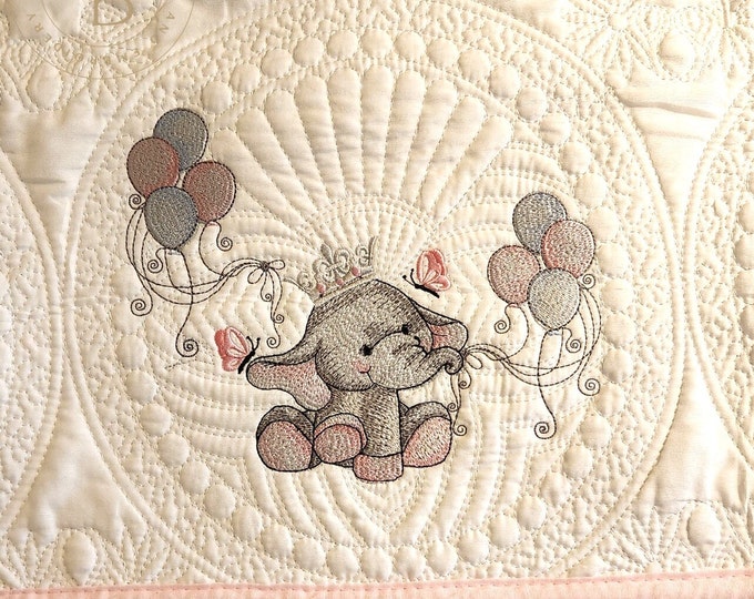 Personalized Princess Baby Quilt: Embroidered Cotton Heirloom Nursery Decor