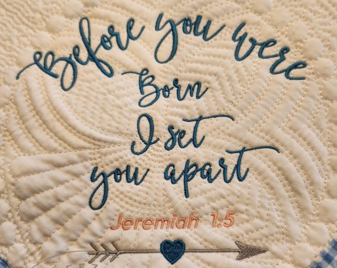 Custom Embroidered Baby Quilt: Cotton Heirloom Blanket, Personalized Nursery Decor