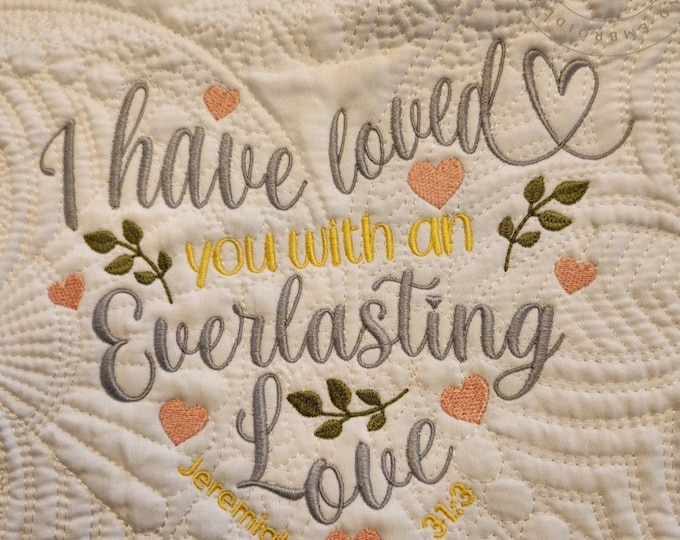Custom Embroidered Baby Quilt: Everlasting Love Verse, Personalized Nursery Decor