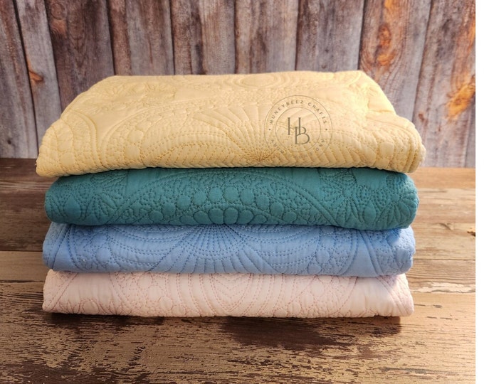 Custom Embroidered Baby Quilt: Solid Color Cotton Nursery Blanket